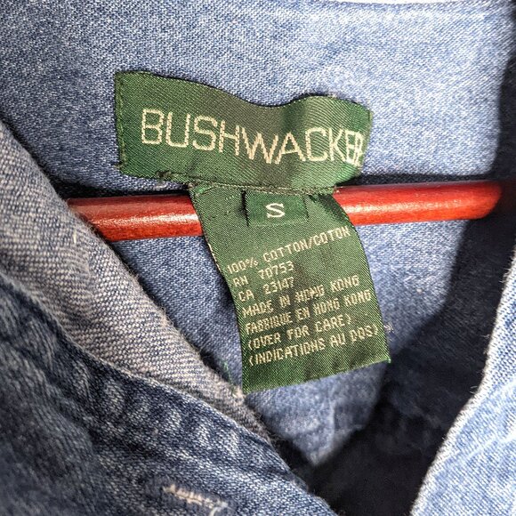 Vintage Bushwacker Floral Embroidered Oversized Denim Shirt Western Cottagecore - Picture 3 of 8